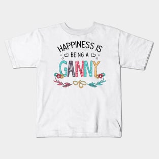 Happiness Is Being A Ganny Wildflowers Valentines Mothers Day Kids T-Shirt